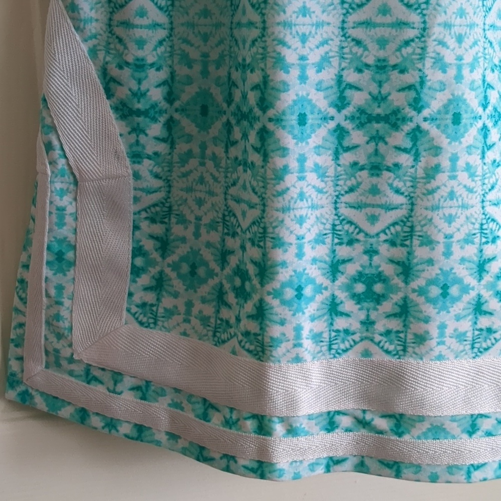 CABANA LIFE Green-White Embroided Sleeveless Tunic Mini Dress SPF 50+ Protection - Picture 4 of 10